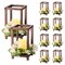 Wooden Wedding Lantern Centerpiece with LED Candle, Flower Wreath for Table Decor